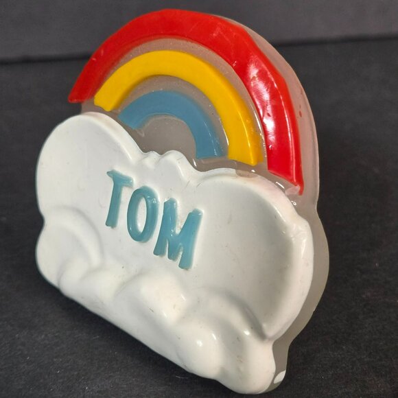 Vintage 80s Lucite Rainbow Night Light "Tom" Name Clouds Working Condition - Picture 9 of 11